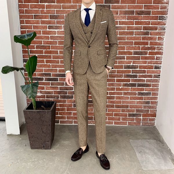 men suit new men's slim suit 3-piece blazer pants vest fashion retro men's business casual formal costume homme, White;black
men suit new men's slim suit 3-piece blazer pants vest fashion retro men's business casual formal costume homme, White;black