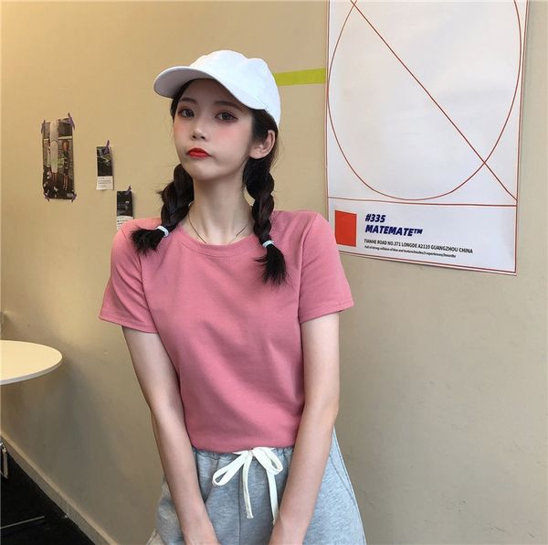 2020 solid coat t-shirt top color basic универсальный круглый воротник футболка женская с коротким рукавом top fashion, White
2020 solid coat t-shirt top color basic универсальный круглый воротник футболка женская с коротким рукавом top fashion, White