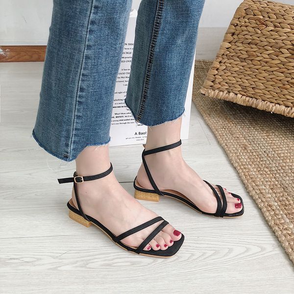 2020 summer retro mid-heel mule shoes fairy temperament with open-toe fashion flat-heeled sandals, Black
2020 summer retro mid-heel mule shoes fairy temperament with open-toe fashion flat-heeled sandals, Black