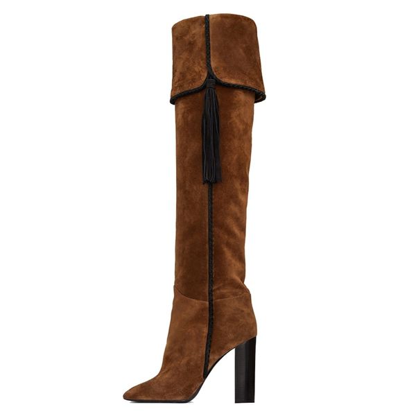 2018 womens square heel platform fringe winter boots plus size suede leather knee high chunky heel casual ladies shoes for party, Black
2018 womens square heel platform fringe winter boots plus size suede leather knee high chunky heel casual ladies shoes for party, Black