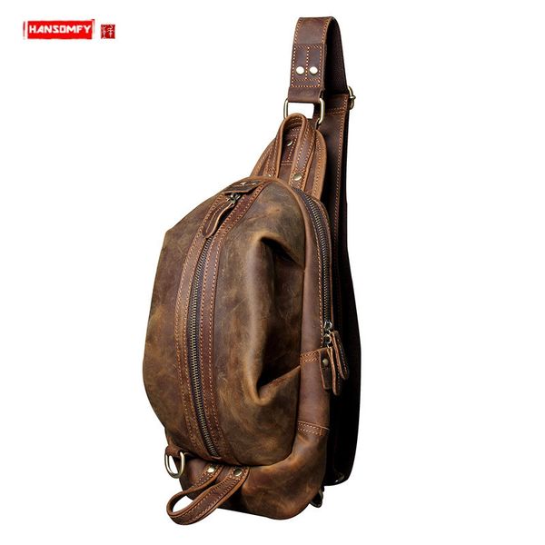crazy horse leather retro casual men's chest bag personality first layer cowhide shoulder diagonal bag handmade leather male
crazy horse leather retro casual men's chest bag personality first layer cowhide shoulder diagonal bag handmade leather male