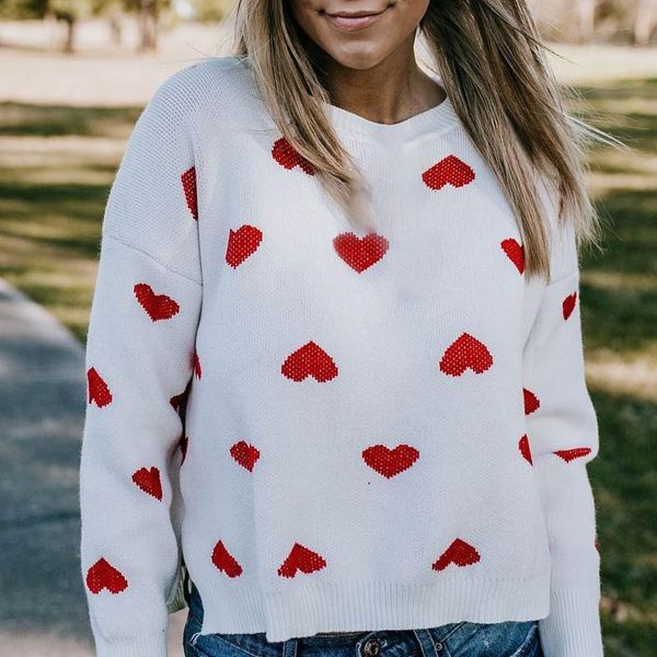 2019 new women sweater pullover o-neck long sleeve knitwear heart shape sueter mujer invierno winter clothes, White;black
2019 new women sweater pullover o-neck long sleeve knitwear heart shape sueter mujer invierno winter clothes, White;black