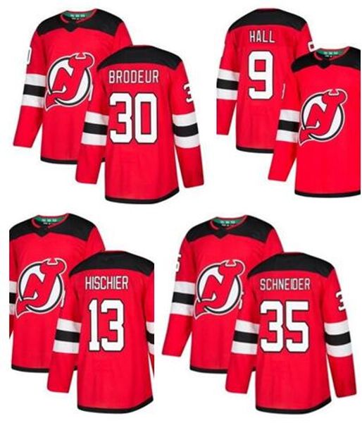 

personalized Men's Devils Red Home Stitched 30 BRODEUR 13 HISCHIER 9 HALL 35 SCHNEIDER Hockey Jersey men online stores from yakuda 's store