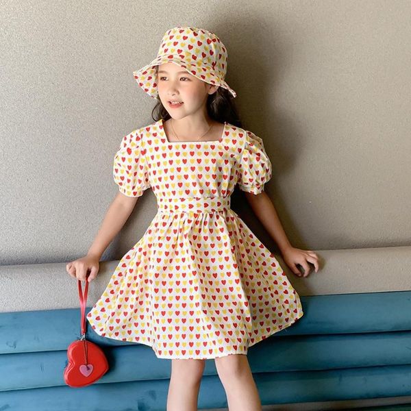 girl's dress dotted cute knee-length a-line puff sleeves square collar dress for party get hat free, Red;yellow
girl's dress dotted cute knee-length a-line puff sleeves square collar dress for party get hat free, Red;yellow