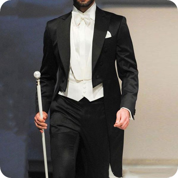 Italy Black Tailcoat Long Jacket Men Suits for Wedding Groom Tuxedo Morning Party Best Man Blazers 3Piece trajes de hombre Terno Masculino
Italy Black Tailcoat Long Jacket Men Suits for Wedding Groom Tuxedo Morning Party Best Man Blazers 3Piece trajes de hombre Terno Masculino