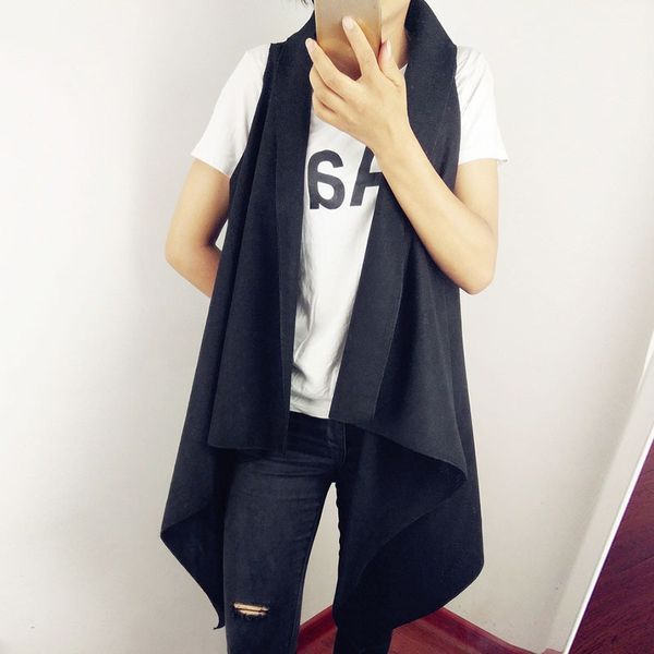 2019 fashion women loose fitting woolen turn-down collar thin coats sleeveless open front cardigan coat european american style, Black;white
2019 fashion women loose fitting woolen turn-down collar thin coats sleeveless open front cardigan coat european american style, Black;white