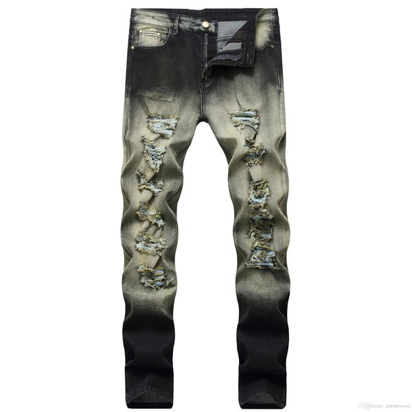 men distressed ripped fashion designer skinny slim fit jeans motorcycle biker jeans causal denim pants streetwear mens jeans cool, Blue
men distressed ripped fashion designer skinny slim fit jeans motorcycle biker jeans causal denim pants streetwear mens jeans cool, Blue