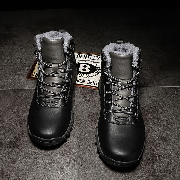 2019 new leather men ankle boots fashion super warm plush snow boots men non-slip high casual work shoes hx-168, Black
2019 new leather men ankle boots fashion super warm plush snow boots men non-slip high casual work shoes hx-168, Black