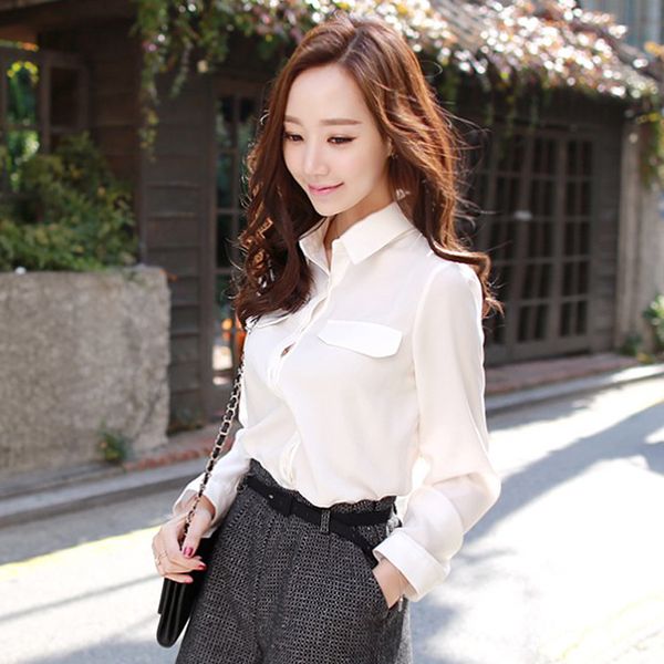 spring-summer korean version of the new womens slim-fit casual bottoming long-sleeve chiffon shirt shirt, White
spring-summer korean version of the new womens slim-fit casual bottoming long-sleeve chiffon shirt shirt, White