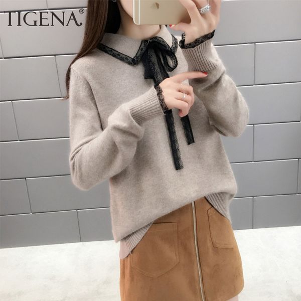 tigena elegant lace turn-down collor sweater women jumper 2019 autumn winter long sleeve knitted pullover sweater female khaki, White;black
tigena elegant lace turn-down collor sweater women jumper 2019 autumn winter long sleeve knitted pullover sweater female khaki, White;black
