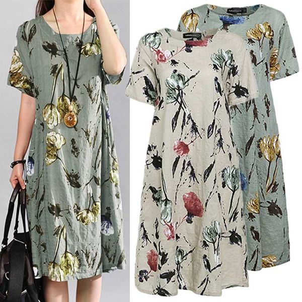 celmia plus size summer dress 2019 women casual short sleeve loose vintage floral printed dresses female beach vestidos 5xl, Black;gray
celmia plus size summer dress 2019 women casual short sleeve loose vintage floral printed dresses female beach vestidos 5xl, Black;gray