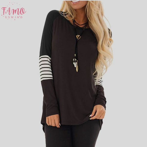 o neck patchwork striped t shirt autumn women polyester casual long sleeve shirts female tunic drop shipping, White
o neck patchwork striped t shirt autumn women polyester casual long sleeve shirts female tunic drop shipping, White