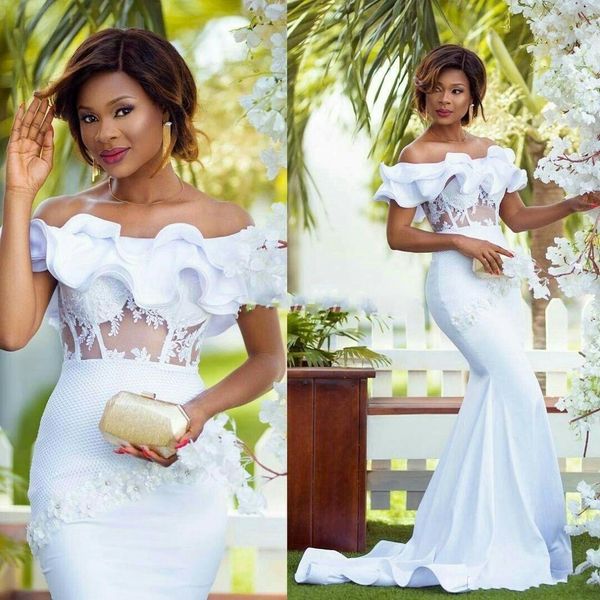 elegant south african mermaid wedding dresses bridal gowns off shoulders see through waist applique shrot sleeves, White
elegant south african mermaid wedding dresses bridal gowns off shoulders see through waist applique shrot sleeves, White
