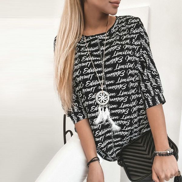 повседневный summertops мода printed женщины сыпучие шею с коротким рукавом футболки, White
повседневный summertops мода printed женщины сыпучие шею с коротким рукавом футболки, White