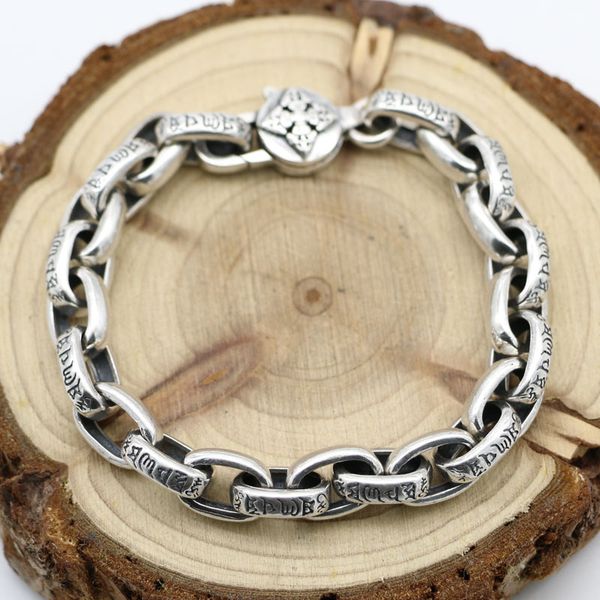 authentic s925 sterling silver men and women retro thai silver six words bracelets fashion people punk bracelet, Black
authentic s925 sterling silver men and women retro thai silver six words bracelets fashion people punk bracelet, Black
