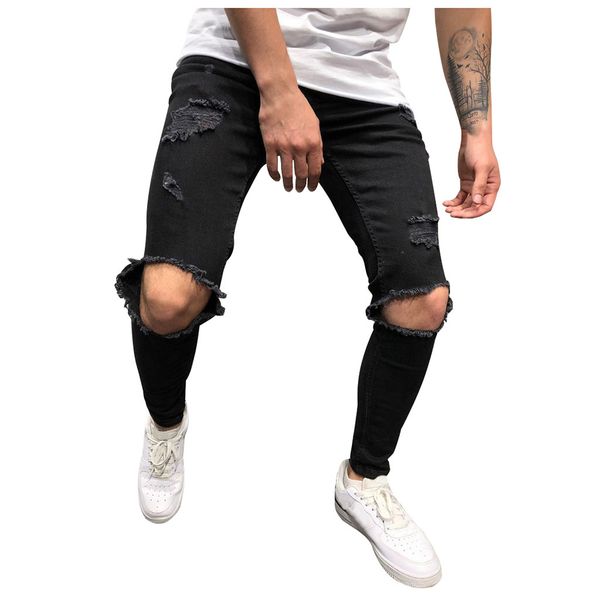 men trousers jeans pants pure color hole denim vintage wash hip hop work trousers jeans pants, Blue
men trousers jeans pants pure color hole denim vintage wash hip hop work trousers jeans pants, Blue