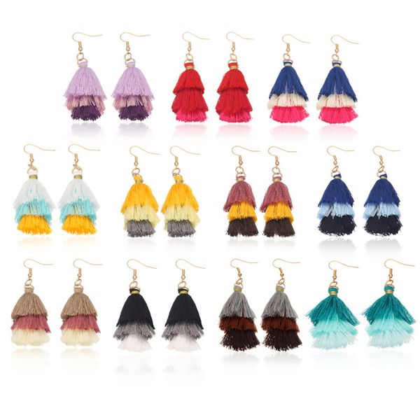 unique design three layer cotton thread earrings for women fashion colorful bohemian tassel earrings party wedding jewelry christmas gift, Silver
unique design three layer cotton thread earrings for women fashion colorful bohemian tassel earrings party wedding jewelry christmas gift, Silver