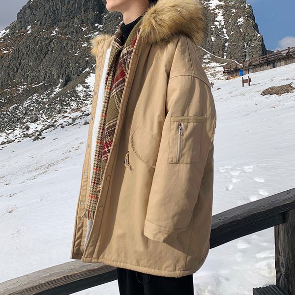 men's down & parkas winter long coat men warm fashion parka solid color fur collar hooded man casual loose cotton jacket male clothes, Black
men's down & parkas winter long coat men warm fashion parka solid color fur collar hooded man casual loose cotton jacket male clothes, Black
