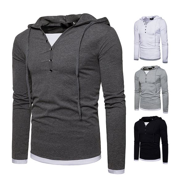 2019 men's students fake two button hoodies, pullovers, long sleeves leisure new style thin and light men's wear, Black
2019 men's students fake two button hoodies, pullovers, long sleeves leisure new style thin and light men's wear, Black