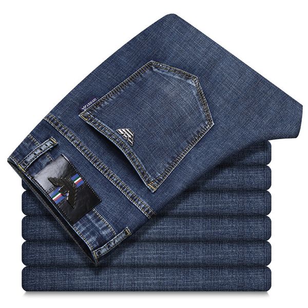mens designer summer thin stretch business casual jeans large size middle waist straight long pants, Blue
mens designer summer thin stretch business casual jeans large size middle waist straight long pants, Blue
