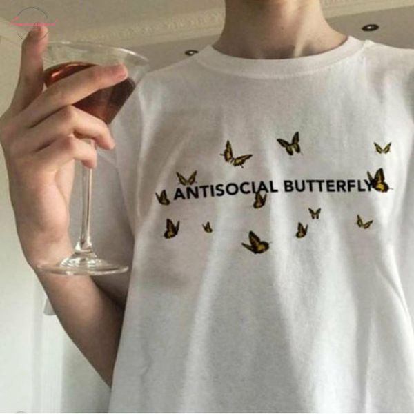 antisocial butterfly t shirt women harajuku funny graphic tees summer ladies short sleeve aesthetic clothes poleras mujer, White
antisocial butterfly t shirt women harajuku funny graphic tees summer ladies short sleeve aesthetic clothes poleras mujer, White