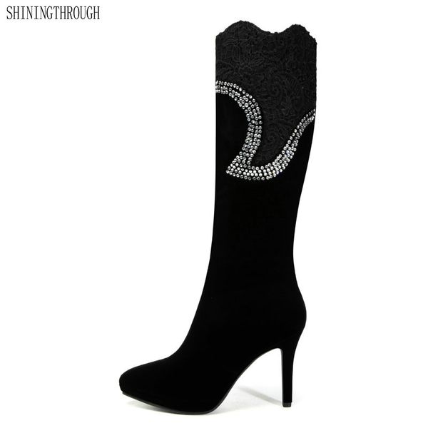 new women high heels knee high boots pointed toe ladies boots platform spring autumn party dress shoes woman large size 42 43, Black
new women high heels knee high boots pointed toe ladies boots platform spring autumn party dress shoes woman large size 42 43, Black