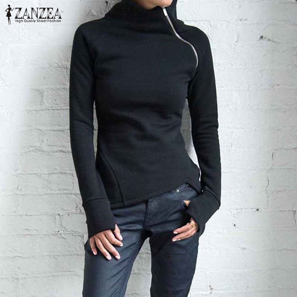 plus size 2019 autumn women casual solid long sleeve pullovers hoodies turtleneck slim fit zippers sweatshirts, Black
plus size 2019 autumn women casual solid long sleeve pullovers hoodies turtleneck slim fit zippers sweatshirts, Black