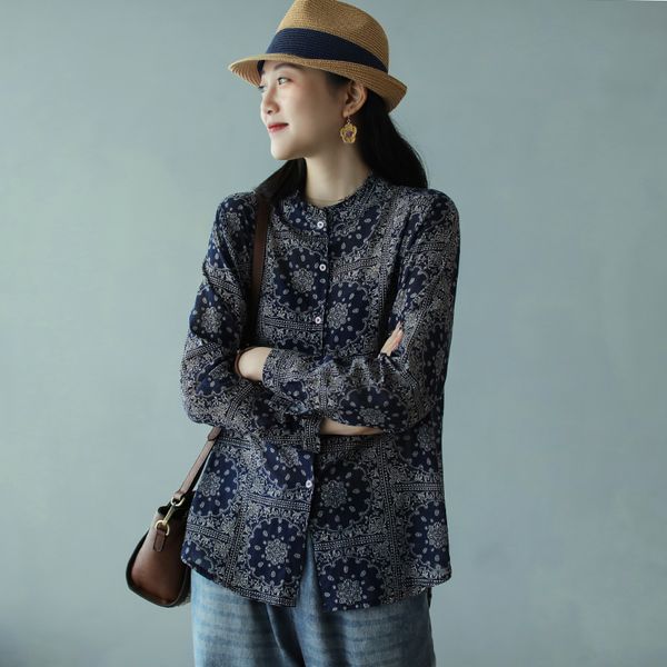 women's blouses & shirts 2021 spring blouse retro slim-type women all-match shirt cardigan button print casual ladies, White
women's blouses & shirts 2021 spring blouse retro slim-type women all-match shirt cardigan button print casual ladies, White