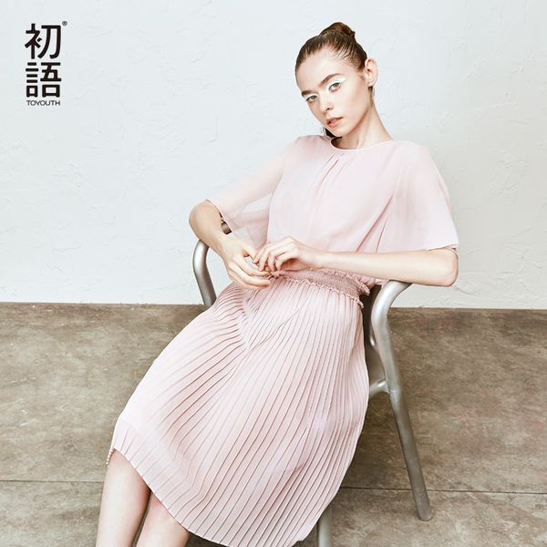 Toyouth Elegant Solid Women Dresses Split Half Sleeved Pleated Dress XS~XXL Summer Fashion Pink Black Party Vestidos Verano 2019
Toyouth Elegant Solid Women Dresses Split Half Sleeved Pleated Dress XS~XXL Summer Fashion Pink Black Party Vestidos Verano 2019