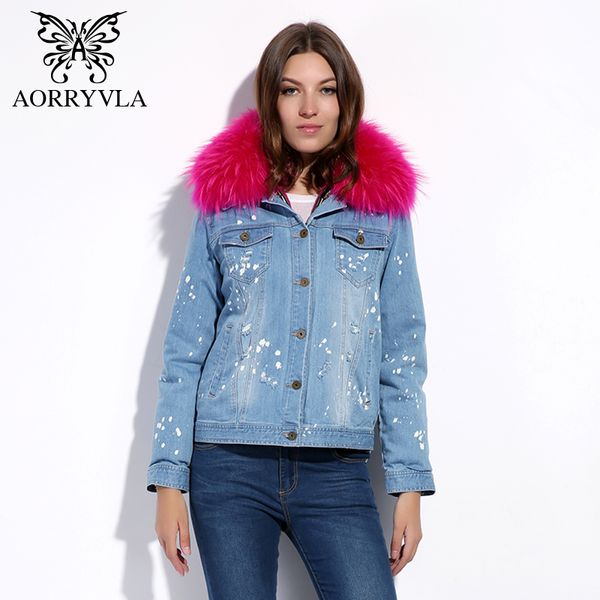 aorryvla women denim jacket winter 2017 pink full sleeve raccoon fur collar vintage frayed detachable lining short length jacket, Black
aorryvla women denim jacket winter 2017 pink full sleeve raccoon fur collar vintage frayed detachable lining short length jacket, Black