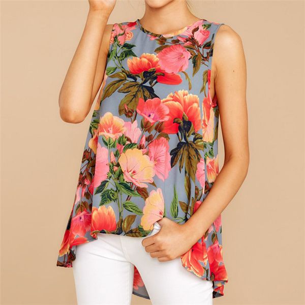 women blouses 2020 summer boho floral printed blouse sleeveless party woman o neck loose blouse shirt camisas mujer, White
women blouses 2020 summer boho floral printed blouse sleeveless party woman o neck loose blouse shirt camisas mujer, White