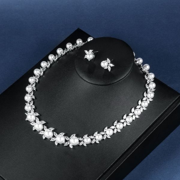 weimanjingdian shell pearl & cubic zirconia crystal flower necklace earring wedding jewelry set, Slivery;golden
weimanjingdian shell pearl & cubic zirconia crystal flower necklace earring wedding jewelry set, Slivery;golden