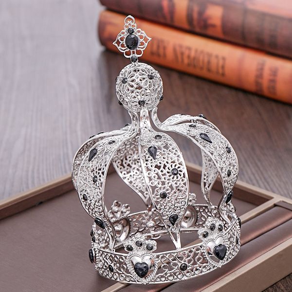 vintage silver queen king round crown black crystal tiara bridal diadem headpiece prom head jewelry wedding hair accessories, Golden;white
vintage silver queen king round crown black crystal tiara bridal diadem headpiece prom head jewelry wedding hair accessories, Golden;white