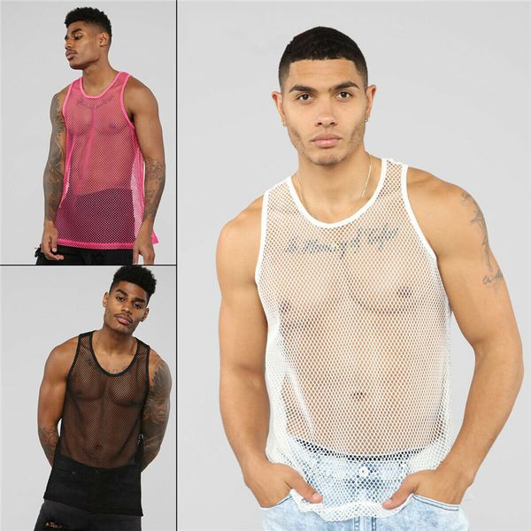 new men summer sheer mesh tank club see-through fishnet slim fit tank vest men male gym muscle tanks tee costumes, White;black
new men summer sheer mesh tank club see-through fishnet slim fit tank vest men male gym muscle tanks tee costumes, White;black