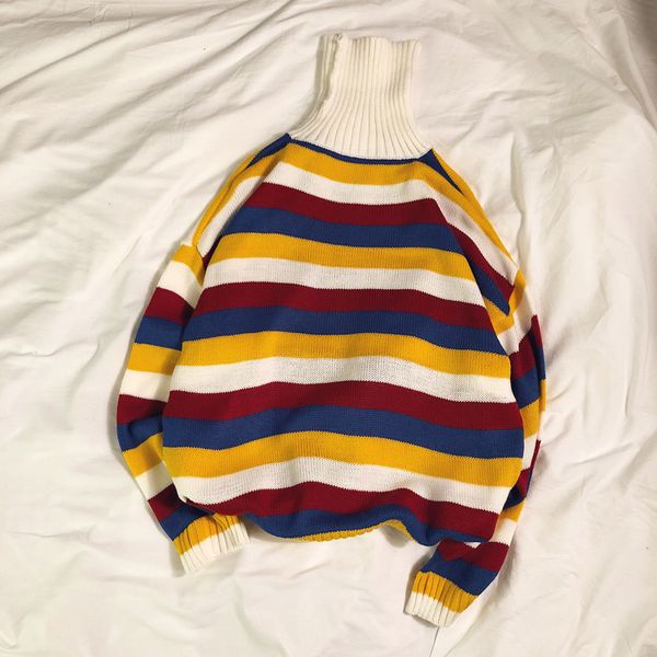 male clothes winter new high collar sweater men warm fashion color striped casual slim long sleeve knitting pullover man, White;black
male clothes winter new high collar sweater men warm fashion color striped casual slim long sleeve knitting pullover man, White;black