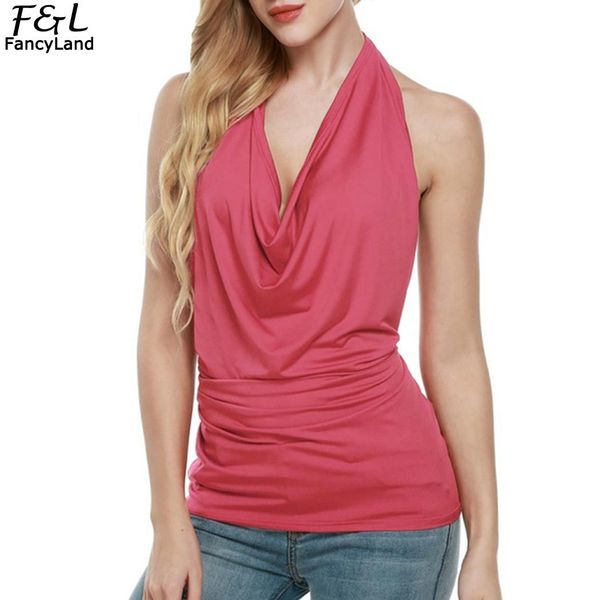 tank women 2019 summer halter cowl ruched neck backless lady solid tank woman fashion tee, White
tank women 2019 summer halter cowl ruched neck backless lady solid tank woman fashion tee, White