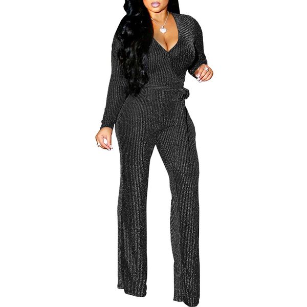 jumpsuit women ribbed long jumpsuit deep v neck long sleeves overalls for women metallic belted waist casual playsuit rompers, Black;white
jumpsuit women ribbed long jumpsuit deep v neck long sleeves overalls for women metallic belted waist casual playsuit rompers, Black;white
