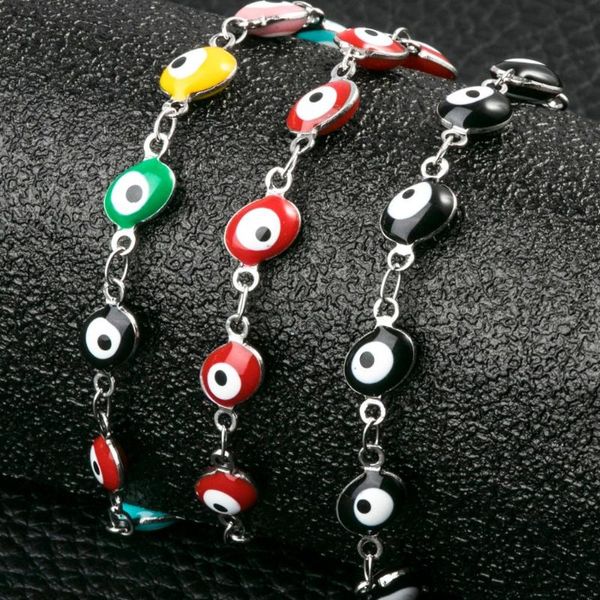 oblique enamel evil eye stainless steel anklet bracelets women colorful charms protection bracelets with extension, Black
oblique enamel evil eye stainless steel anklet bracelets women colorful charms protection bracelets with extension, Black