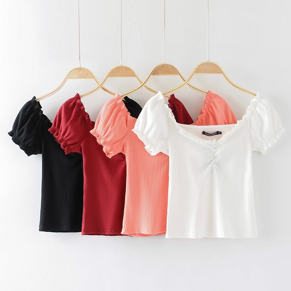 vintage summer square neck puff sleeve ruched t shrits women sweetheart neck rib with frill trim lovely fitted rib tees, White
vintage summer square neck puff sleeve ruched t shrits women sweetheart neck rib with frill trim lovely fitted rib tees, White