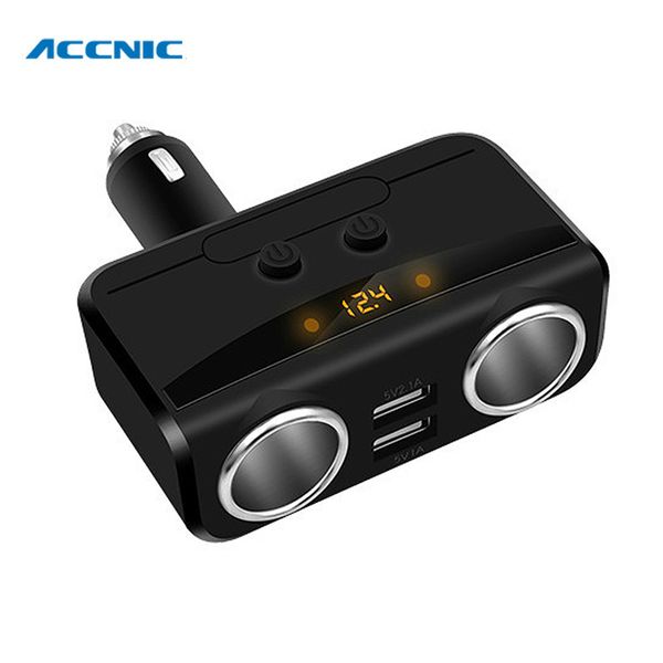 

2 way car cigarette lighter socket splitter dual usb charger ports dc 12-24v 3.1a with voltage display for phone dvr gps