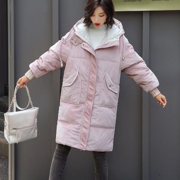 women winter long down cotton jacket plus size solid hooded cotton padded coat loose corduroy thick warm parka coat, Black
women winter long down cotton jacket plus size solid hooded cotton padded coat loose corduroy thick warm parka coat, Black