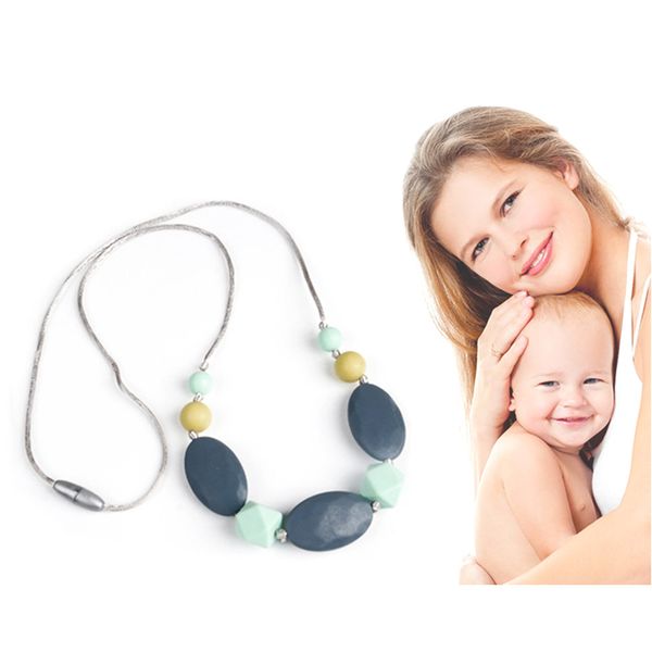 1pc new silicone teething beads necklace bpa chew nursing necklace for mommy teeth baby silicone teether, Silver
1pc new silicone teething beads necklace bpa chew nursing necklace for mommy teeth baby silicone teether, Silver