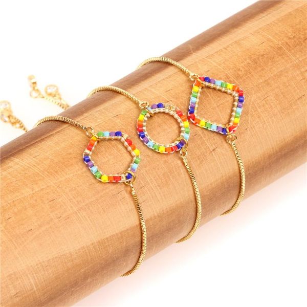 vaslia boho colored miyuki glass rainbow bracelet rice beads hand-woven jewelry fashion charm ladies cute jewelry adjustable, Golden;silver 
vaslia boho colored miyuki glass rainbow bracelet rice beads hand-woven jewelry fashion charm ladies cute jewelry adjustable, Golden;silver