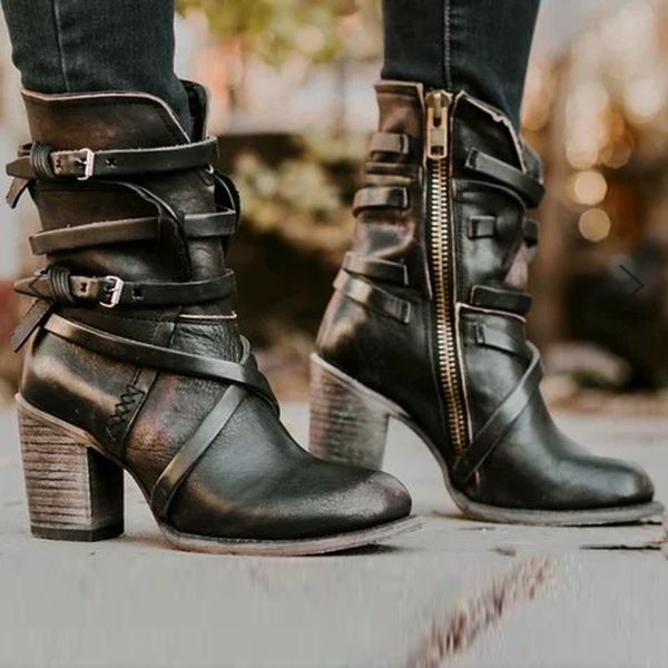 women's boots women ladies retro square heels ziper casual shoes rome autumn winter leather fashion new grils boots shoes, Black
women's boots women ladies retro square heels ziper casual shoes rome autumn winter leather fashion new grils boots shoes, Black