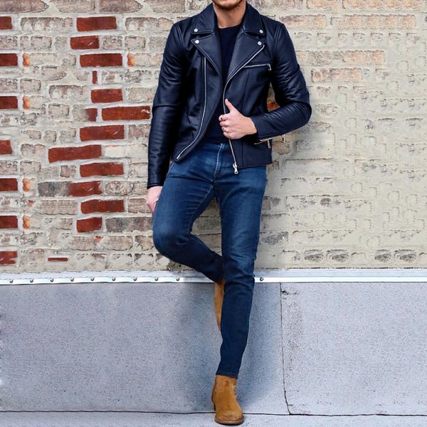 hee grand new arrival 2018 autumn winter fashion men's pu leather jacket lapel pu leather short casual men clothing mwp506, Black
hee grand new arrival 2018 autumn winter fashion men's pu leather jacket lapel pu leather short casual men clothing mwp506, Black