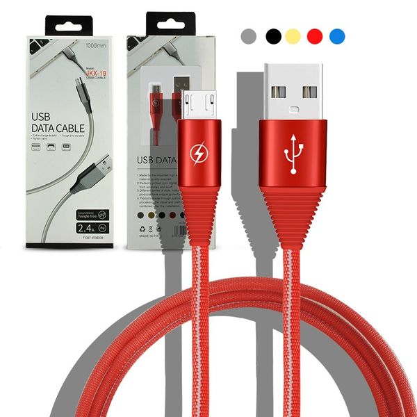 nylon braided cable type c cable 2.4a phone sync micro usb cable charging data line for samsung android 1m with retail package 
nylon braided cable type c cable 2.4a phone sync micro usb cable charging data line for samsung android 1m with retail package