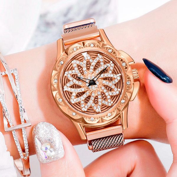 360 rotate desgin luxury magnetic watches for women bracelet watch lucky stainless steel dress quartz clock new relogio feminin, Slivery;brown
360 rotate desgin luxury magnetic watches for women bracelet watch lucky stainless steel dress quartz clock new relogio feminin, Slivery;brown