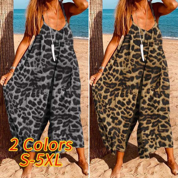 womens wide leg rompers 2020 vonda summer sleeveless jumpsuits vintage leopard printed loose overalls plus size playsuits, Black;white
womens wide leg rompers 2020 vonda summer sleeveless jumpsuits vintage leopard printed loose overalls plus size playsuits, Black;white
