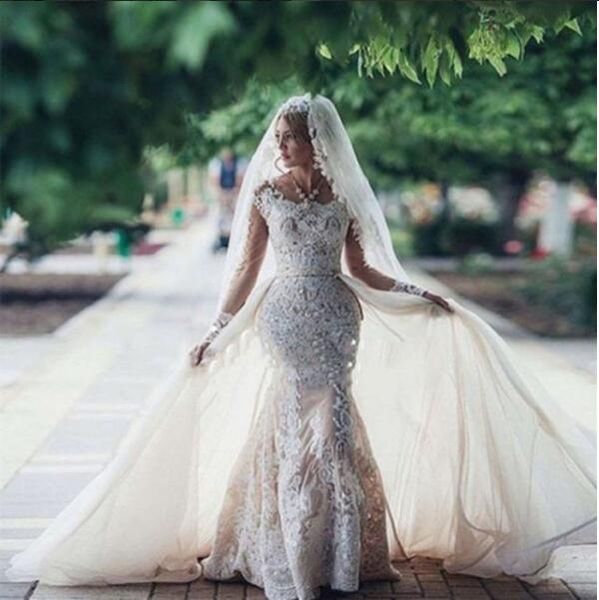 mermaid lace long sleeve vintage country abiti da wedding bridal gowns guest dresses detachable skirt train with beads 2019, White
mermaid lace long sleeve vintage country abiti da wedding bridal gowns guest dresses detachable skirt train with beads 2019, White