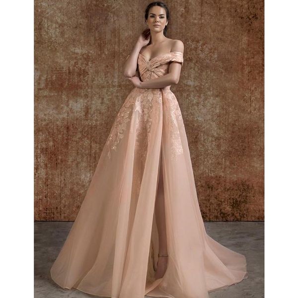 long evening dresses off shoulder illusion tulle prom gowns high slit formal party red carpet dress, Black
long evening dresses off shoulder illusion tulle prom gowns high slit formal party red carpet dress, Black